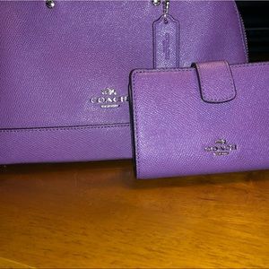 Coach Purple Sierra Satchel Purse and Wallet
